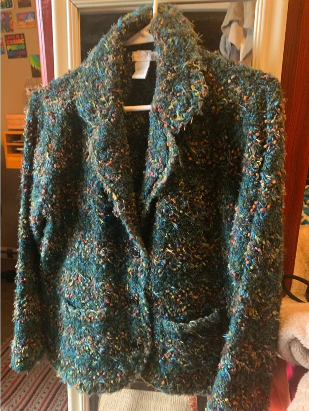 TWEEDS vintage women’s knit sweater blazer sz L - Picture 1 of 13